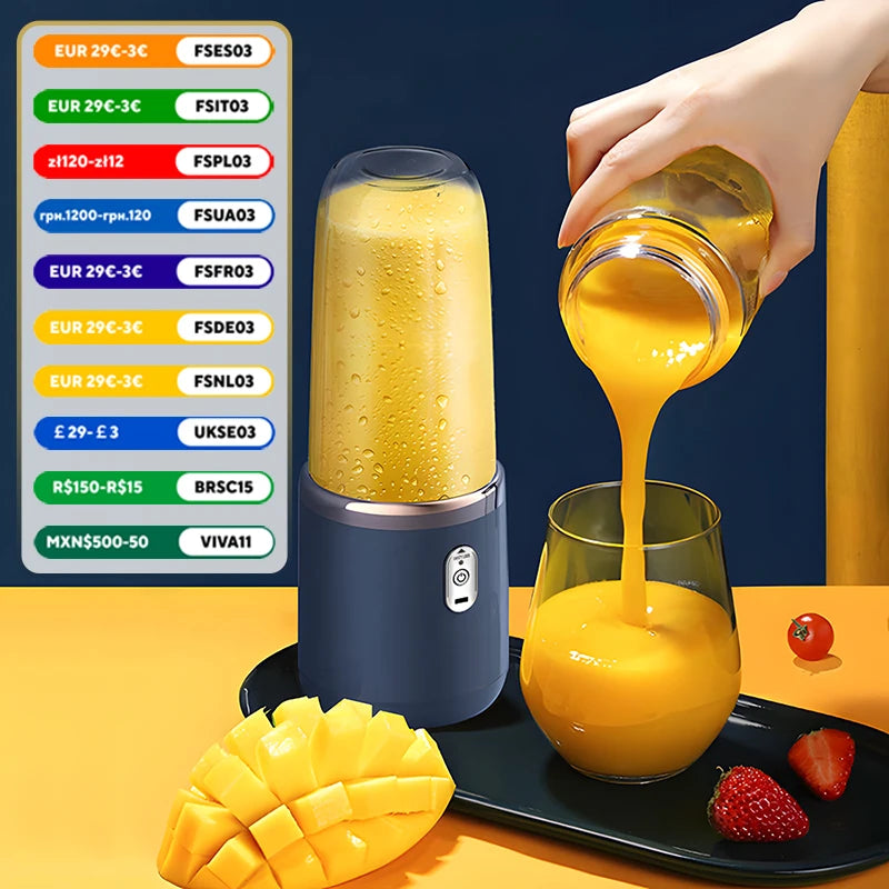 Mini Frullatore Portatile USB – Smoothie Maker Ricaricabile per Casa, Ufficio e Viaggi