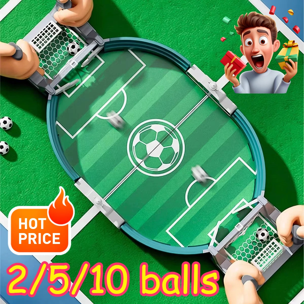 Mini Calcio Balilla da Tavolo – Gioco Arcade Portatile Interactive Soccer per 2 Giocatori – Kit con Palline Incluso