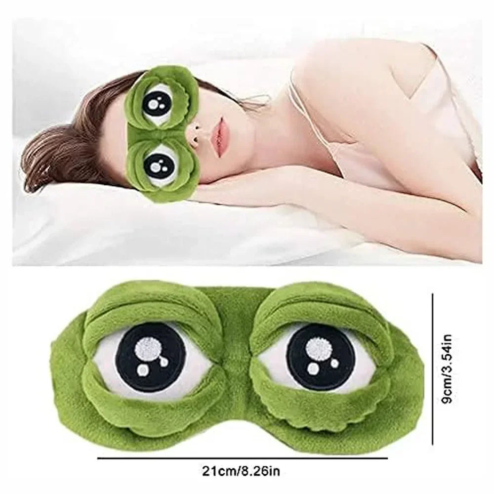 Mascherina per Dormire 3D Sad Frog – Mascherina Notte Morbida e Divertente