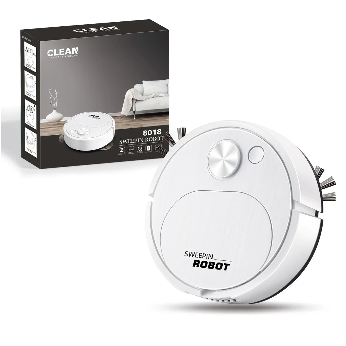 Mini Smart Robot Vacuum – Aspirapolvere Automatico Ricaricabile USB per Pavimenti e Tappeti