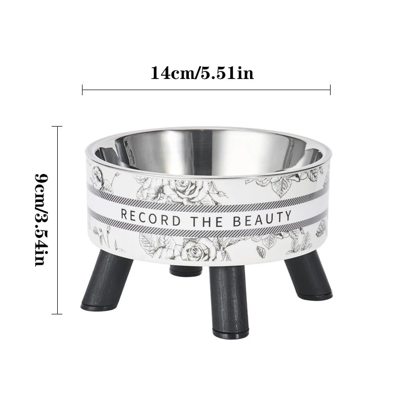 Ciotola Rialzata Luxury "Record the Beauty" – Design Ergonomico in Acciaio Inox e Ceramica Style